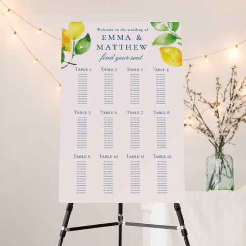Lemon Wedding Seating Chart Find Your Seat Sign