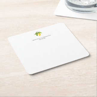 Lemon Wedding Square Paper Coaster