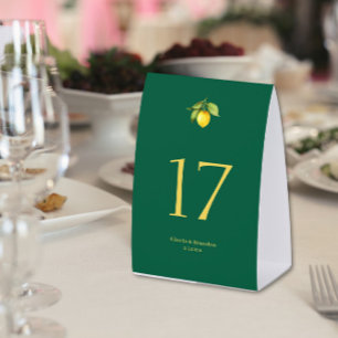 Lemon Wedding Table Number  Paper Table Tent
