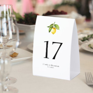 Lemon Wedding Table Number  Paper Table Tent