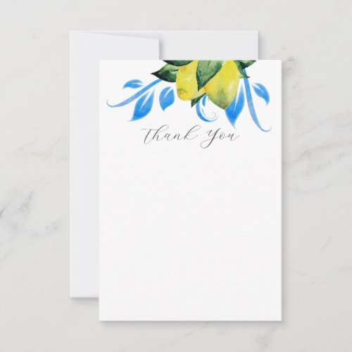 Lemon Wedding Thank You Cards Elegant Blue