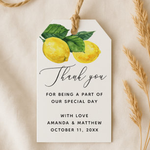 Lemon Wedding Thank You Elegant Citrus Favor Gift Tags