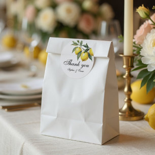 Lemon Wedding Thank You Sticker Mediterranean