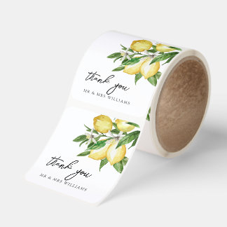 Lemon Wedding Thank You Stickers – Watercolor
