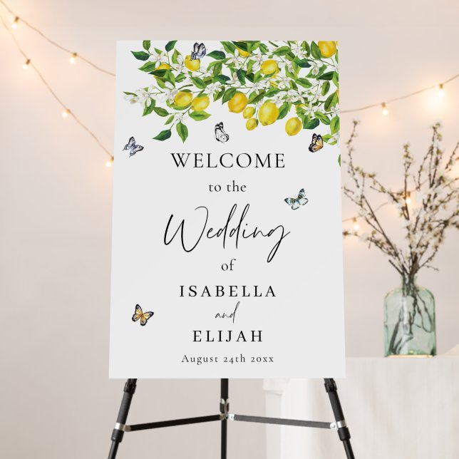 Lemon Wedding Welcome Sign (In Situ (Stand))