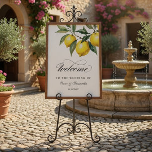 Lemon Wedding Welcome Sign   Mediterranean Citrus 