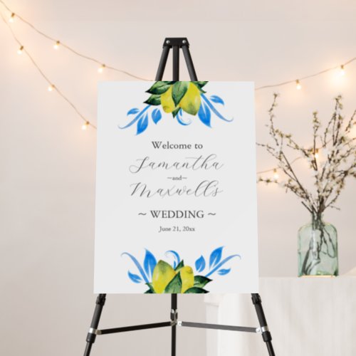 Lemon Wedding Welcome Sign Modern Garden Vertical