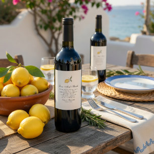 Lemon Wedding Wine Label   Amalfi Coast Italian 