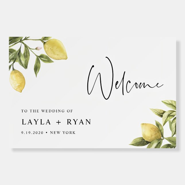 Lemon Welcome Sign Printable Summer Citrus Wedding (Front)