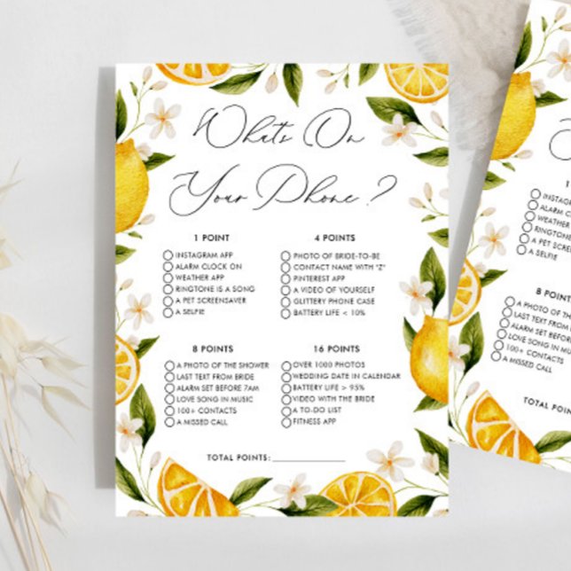 Lemon What On Your Phone Bridal Shower Game (Creator Uploaded)