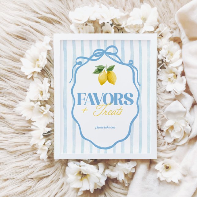 Lemon Whimsical Blue Girls Favors & Treats Sign (Creator Uploaded)