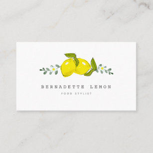 Lemon &  White Flower Simple Clean Business Card