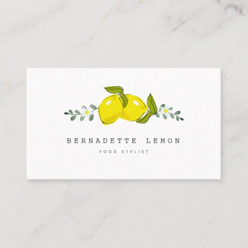 Lemon   White Flower Simple Clean Business Card