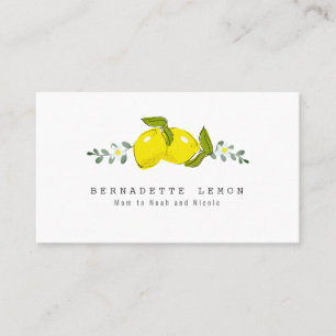 Lemon & White Flower Simple Mommy Business Card