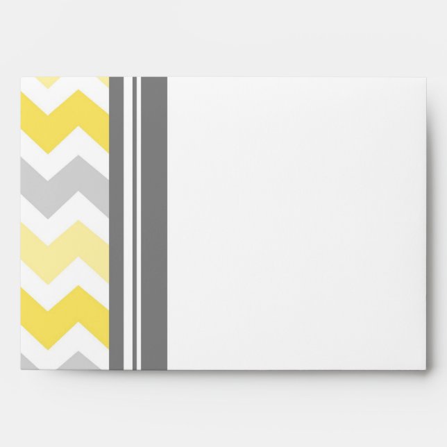 Lemon White Gray Chevron Wedding Envelope (Front)