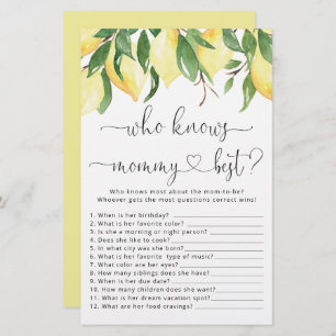 Lemon Who Know Mommy Best Baby Shower Game