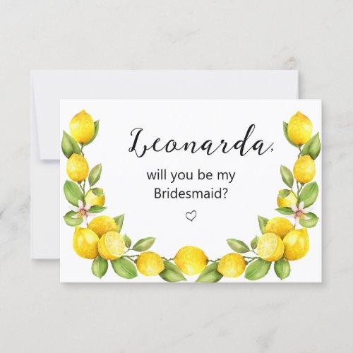 Lemon Will you be my Bridesmaid proposal