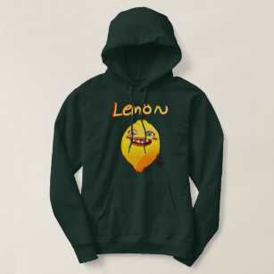 Lemon with a face green hoodie 