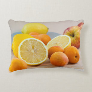 Lemon With Apricots And Apples Food Photography Accent Pillow