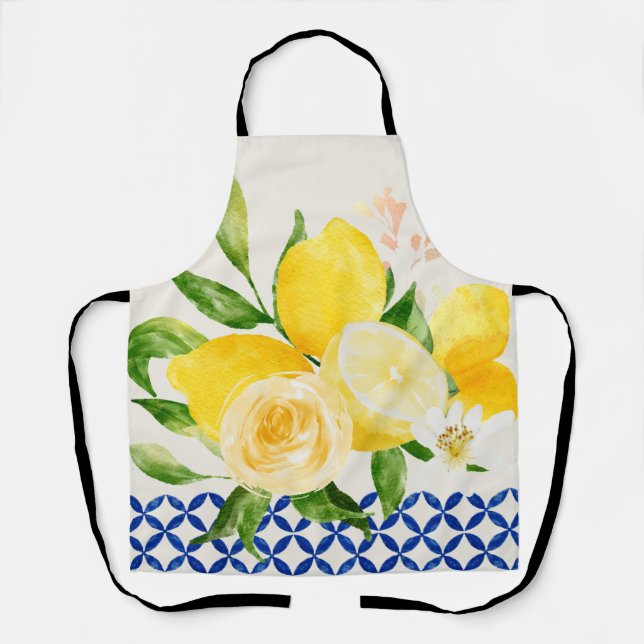 Lemon with blue tiles Apron (Front)