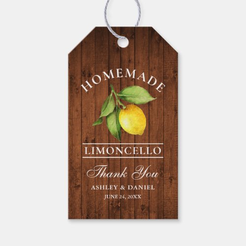 Lemon Wood Limoncello Wedding Thanks Gift Tags