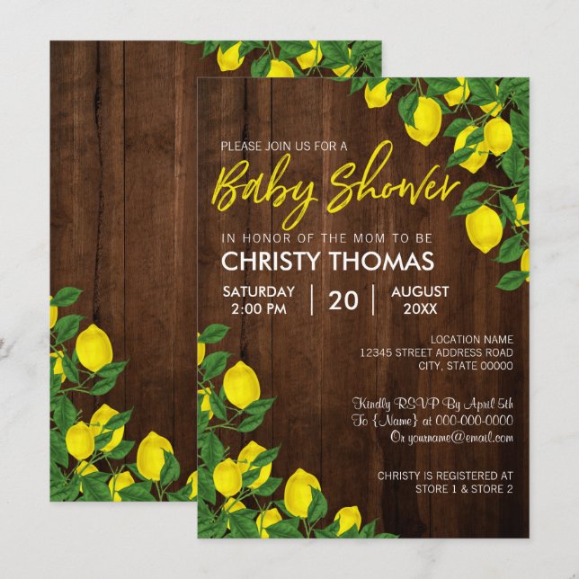 Lemon Wood Summer | Baby Shower Invite (Front/Back)