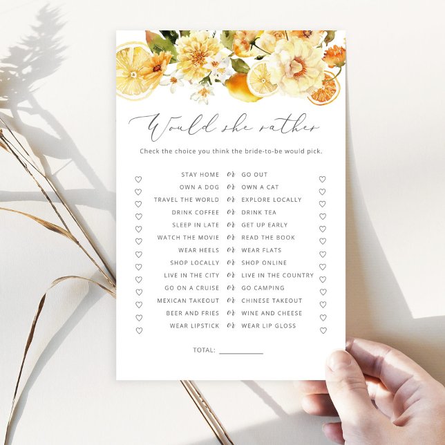 Lemon Would she rather bridal shower game (Creator Uploaded)