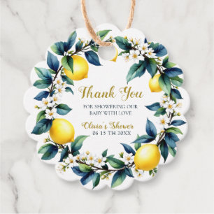 Lemon Wreath Amalfi Ciao Baby Scalloped Thank You Favor Tags