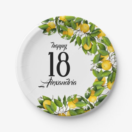 Lemon Wreath Fruit  Birthday Paper Plates
