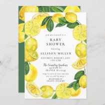 Lemon Wreath Gender Neutral Baby Shower Invitation