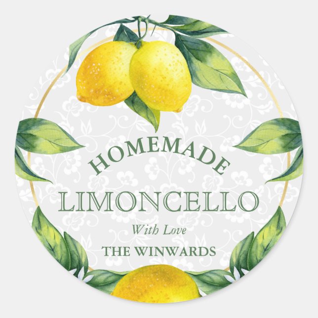 Lemon Wreath Homemade Limoncello Label (Front)