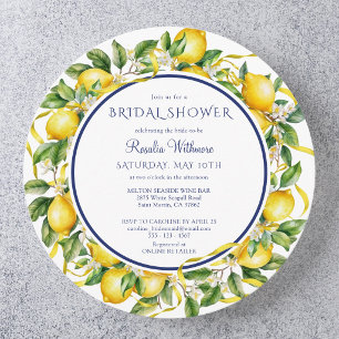 Lemon Wreath Mediterranean Bridal Shower Invitation