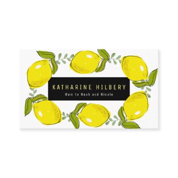 Lemon Wreath White Yellow Mommy Business Card Lemon Wreath White Yellow Mommy Business Card