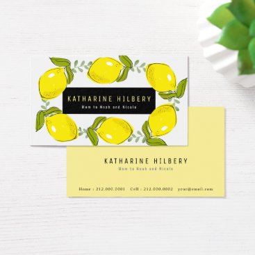 Lemon Wreath White Yellow Mommy Business Card Lemon Wreath White Yellow Mommy Business Card