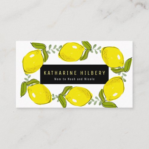 Lemon Wreath White Yellow Mommy Business Card