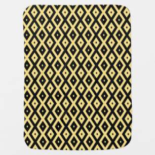 Lemon yellow and black diamond pattern baby blanket