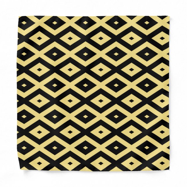 Lemon yellow and black diamond pattern bandana (Front)