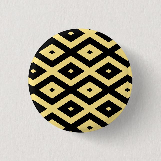 Lemon yellow and black diamond pattern button (Front)