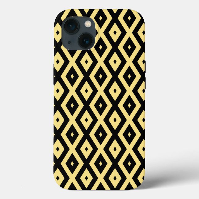 Lemon yellow and black diamond pattern Case-Mate i iPhone Case (Back)