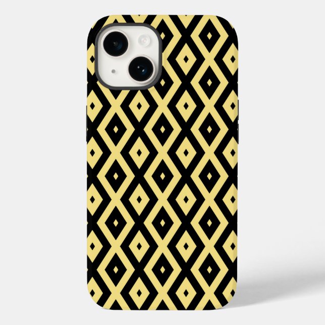 Lemon yellow and black diamond pattern Case-Mate iPhone case (Back)