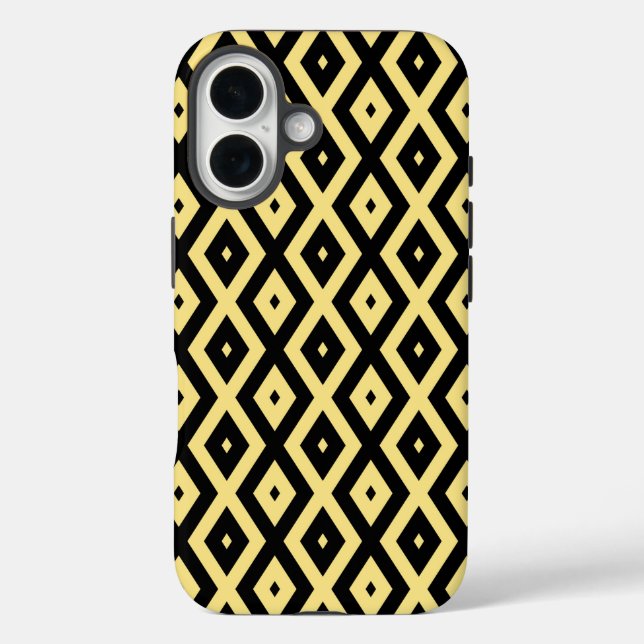 Lemon yellow and black diamond pattern Case-Mate iPhone case (Back)