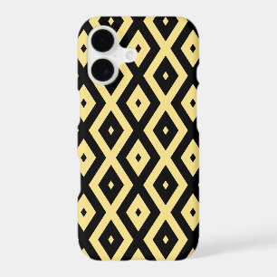 Lemon yellow and black diamond pattern iPhone 17 case