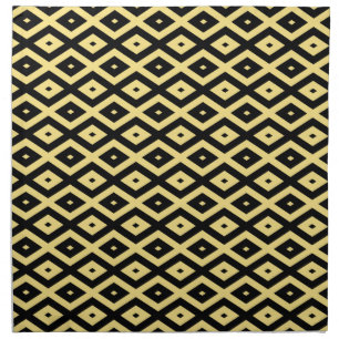 Lemon yellow and black diamond pattern cloth napkin