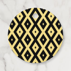 Lemon yellow and black diamond pattern favor tags