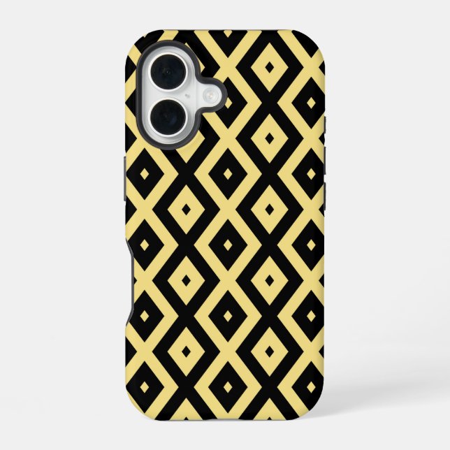 Lemon yellow and black diamond pattern iphone case (Back)