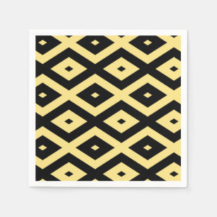 Lemon yellow and black diamond pattern napkins