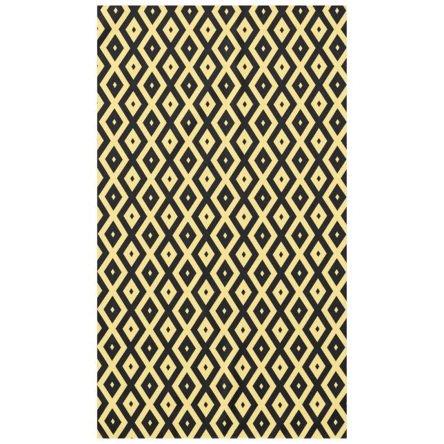 Lemon yellow and black diamond pattern tablecloth (Front)