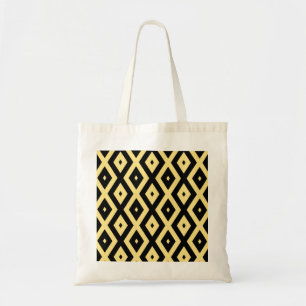 Lemon yellow and black diamond pattern tote bag