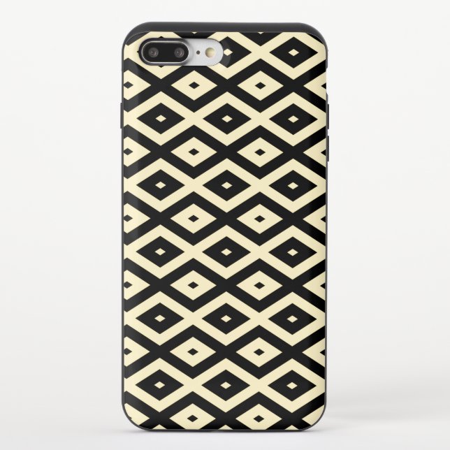 Lemon yellow and black diamond pattern uncommon iPhone case (Back)