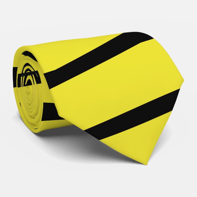 Lemon Yellow and Black Stripe Classic Tie (Rolled)